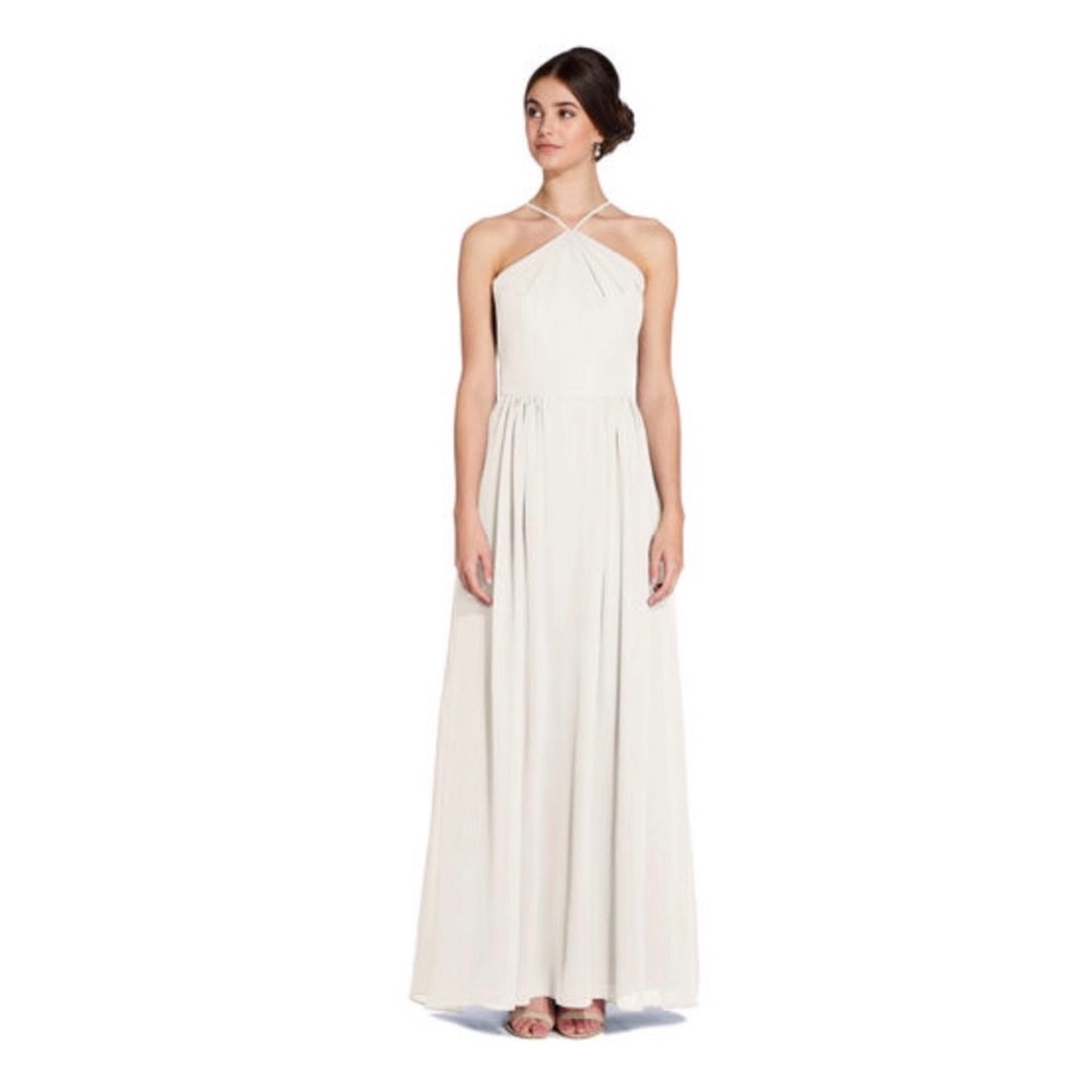 Thea Halter Chiffon Dress with Ruffle Low Back
